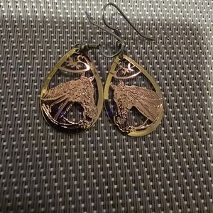 Elegant Gold And Rose Gold Horse Earrings